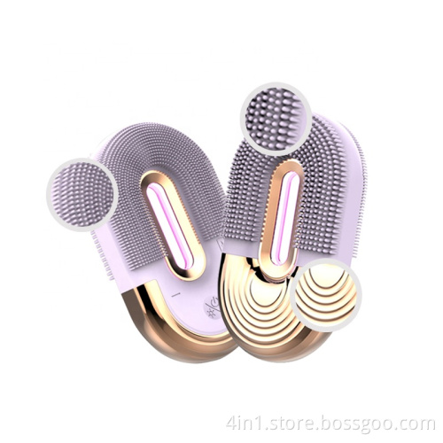 Waterproof silicone sonic facial cleansing brush heated